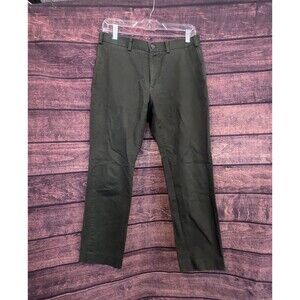 Indochino Pants Mens Dark Green Dress Slacks Mid Rise Cotton 30ish x 26.5ish